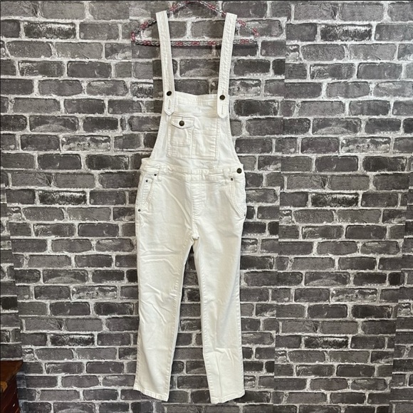 SOLD Free People jean denim overalls white - Picture 2 of 7